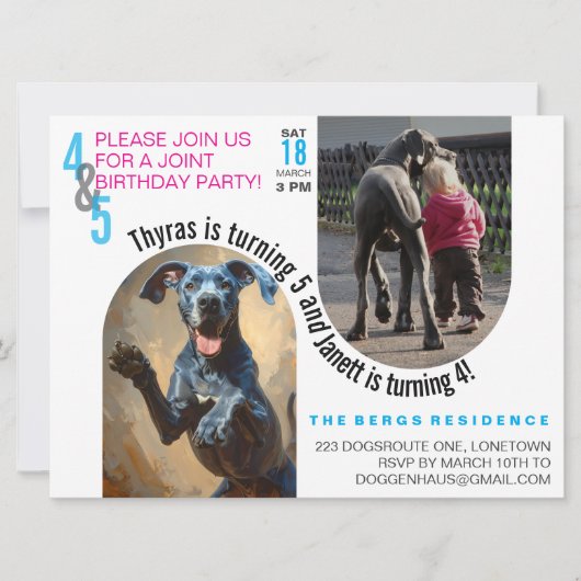 Invitation d'anniversaire commune pour un Grand Da (Devant)