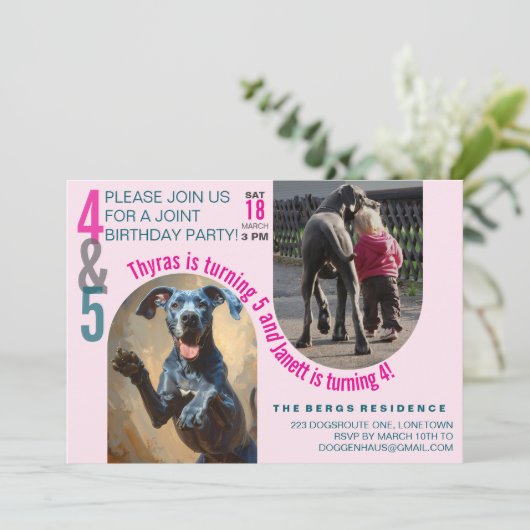 Invitation d'anniversaire commune pour un Grand Da (Debout devant)
