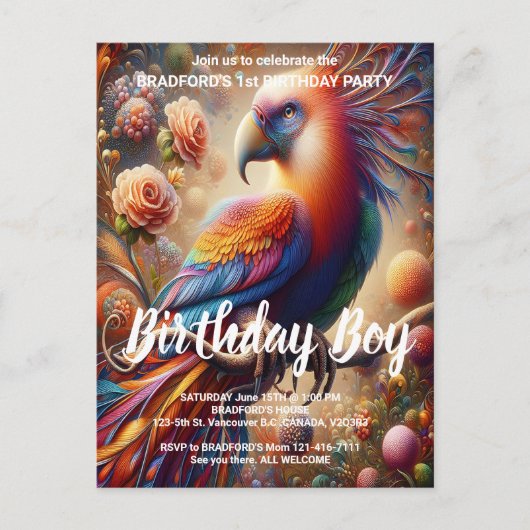Invitation d'anniversaire Condor vibrant perché su (Devant)