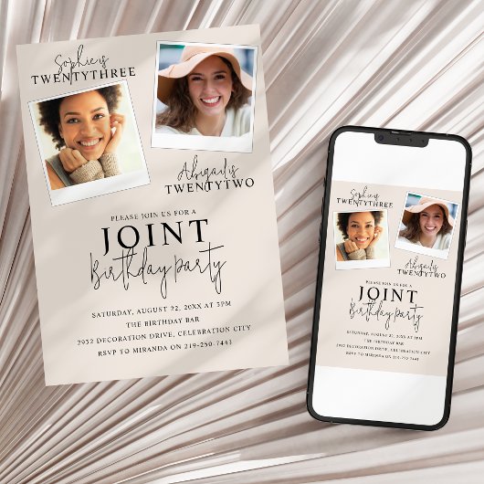 Invitation d'anniversaire conjoint | 2 photos