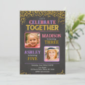 Invitation d'anniversaire conjoint de filles avec  (Debout devant)