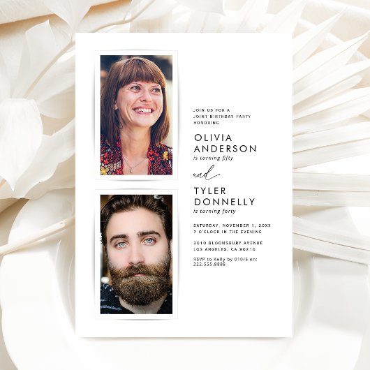 Invitation d'anniversaire conjoint minimaliste ave