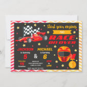 Invitation d'anniversaire conjoint Rouge Voiture d (Devant)