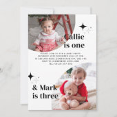 Invitation d'anniversaire conjointe avec deux phot (Devant)