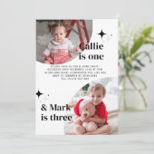 Invitation d'anniversaire conjointe avec deux phot (Debout devant)