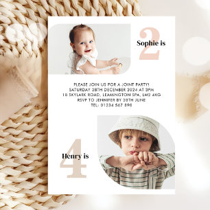 Invitation d'anniversaire conjointe avec deux phot
