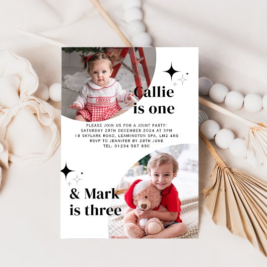 Invitation d'anniversaire conjointe avec deux phot