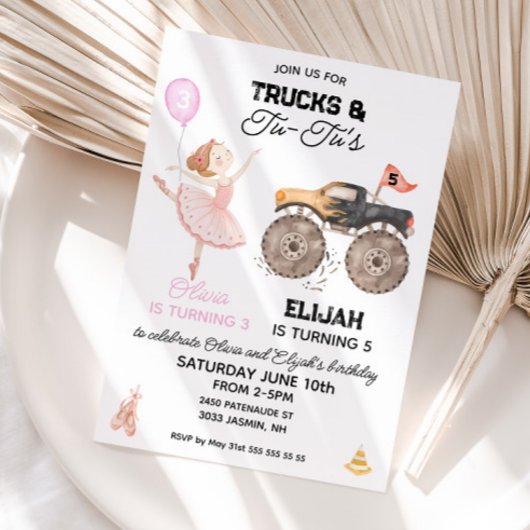 Invitation d'anniversaire conjointe Ballerine et c