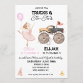 Invitation d'anniversaire conjointe Ballerine et c (Devant)