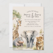 Invitation d'anniversaire conjointe d'animaux sauv (Devant)