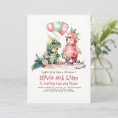 Invitation d'anniversaire conjointe de Dinosaur ga (Debout devant)