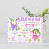 Invitation d'anniversaire conjointe de Dinosaur po (Debout devant)