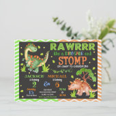 Invitation d'anniversaire conjointe de Dinosaur po (Debout devant)
