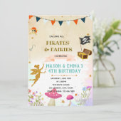 Invitation d'anniversaire conjointe de fées et de (Debout devant)