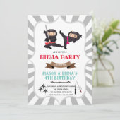 Invitation d'anniversaire conjointe de garçon fill (Debout devant)