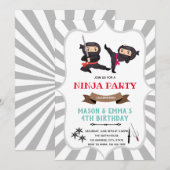 Invitation d'anniversaire conjointe de garçon fill (Devant / Derrière)