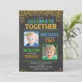 Invitation d'anniversaire conjointe de garçons ave (Debout devant)