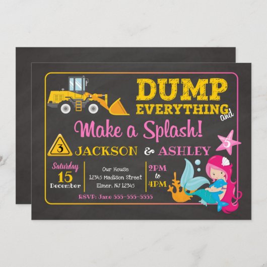 Invitation d'anniversaire conjointe de la construc (Devant / Derrière)