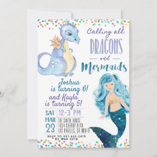 Invitation d'anniversaire conjointe de la Sirène D