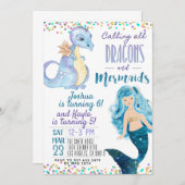 Invitation d'anniversaire conjointe de la Sirène D (Devant / Derrière)