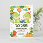 Invitation d'anniversaire conjointe du Dinosaure d (Debout devant)