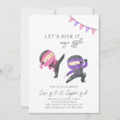 Invitation d'anniversaire conjointe Ninja | Girl N (Devant)