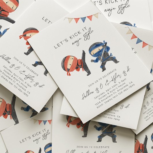 Invitation d'anniversaire conjointe Ninja | Karate