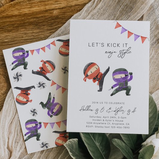 Invitation d'anniversaire conjointe Ninja | Karate