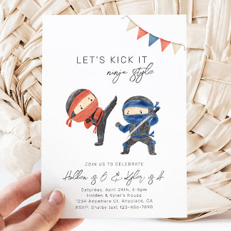 Invitation d'anniversaire conjointe Ninja | Karate