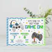 Invitation d'anniversaire conjointe pour jeu vidéo (Debout devant)