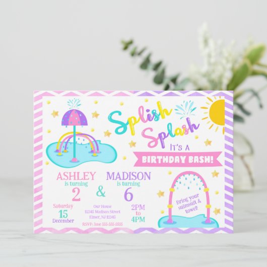 Invitation d'anniversaire conjointe pour Splash Pa (Debout devant)