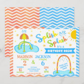 Invitation d'anniversaire conjointe pour Splash Pa (Devant / Derrière)