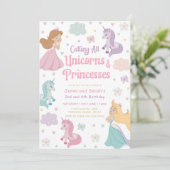 Invitation d'anniversaire conjointe Princesse. Dou (Debout devant)