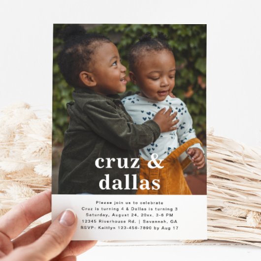 Invitation d'anniversaire conjointe simple | Photo