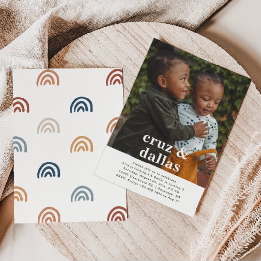 Invitation d'anniversaire conjointe simple | Photo