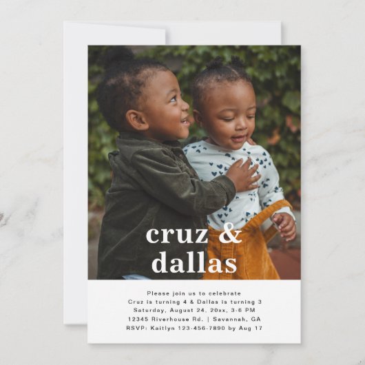 Invitation d'anniversaire conjointe simple | Photo (Devant)