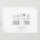 Invitation d'anniversaire conjointe - Thème spatia (Devant / Derrière)