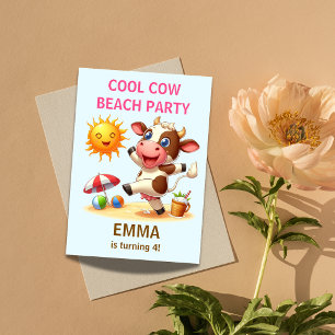 Invitation d'anniversaire Cool Cow Beach Party É