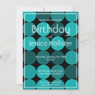 Invitation d'anniversaire cool moderne Aqua bleu