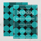 Invitation d'anniversaire cool moderne | Aqua bleu (Devant / Derrière)