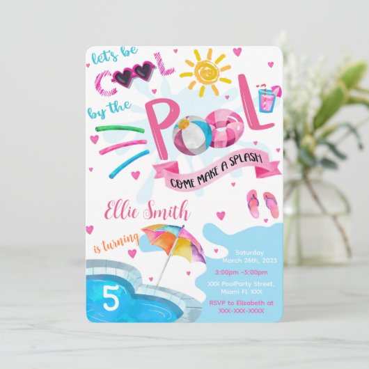 Invitation d'anniversaire Cool Pool (Debout devant)