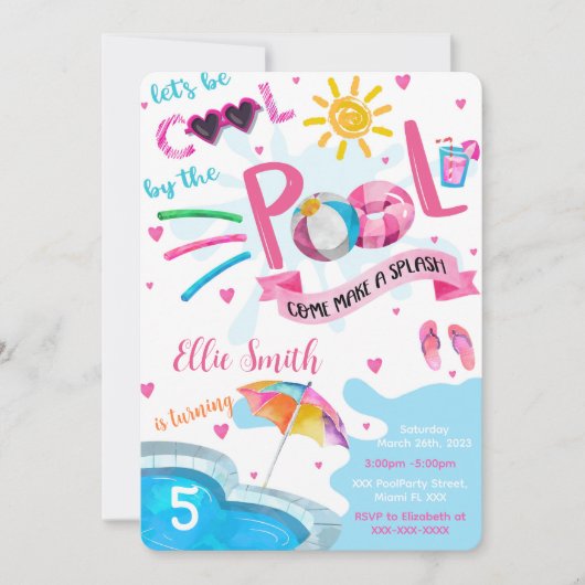 Invitation d'anniversaire Cool Pool (Devant)