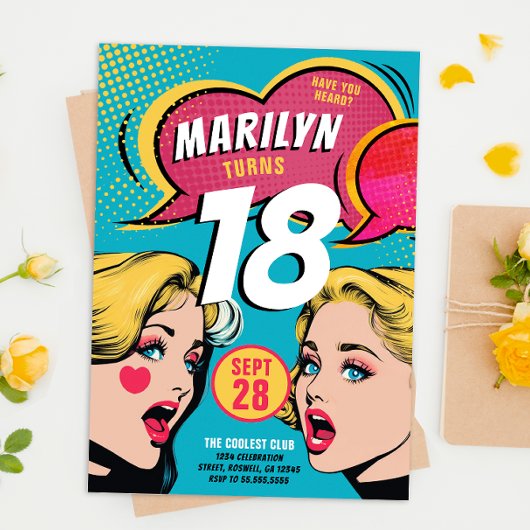 Invitation d'anniversaire Cool Retro Colorée dans