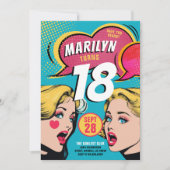 Invitation d'anniversaire Cool Retro Colorée dans (Devant)