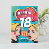 Invitation d'anniversaire Cool Retro Colorée dans (Debout devant)