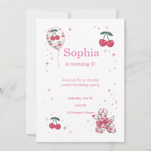 Invitation d'anniversaire Coquette Rose au ballon