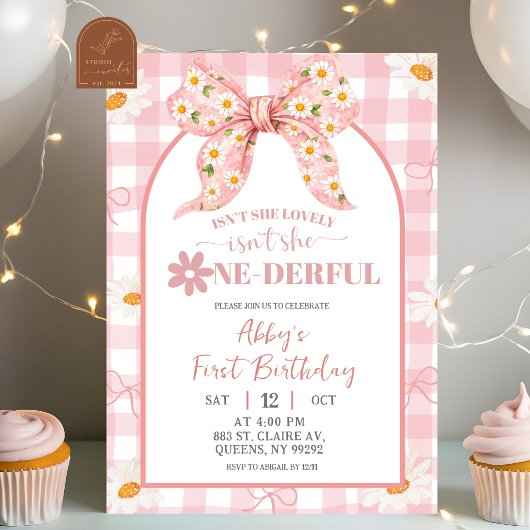 Invitation d'anniversaire Coquette Rose Fleur de P