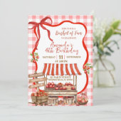 Invitation d'anniversaire Coquette Rouge à Carreau (Debout devant)