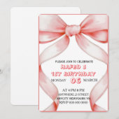 Invitation d'anniversaire Coquette Ruban Rose, 13e (Devant / Derrière)