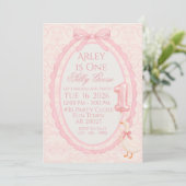 Invitation d'anniversaire Coquette Ruban Rose Sill (Debout devant)